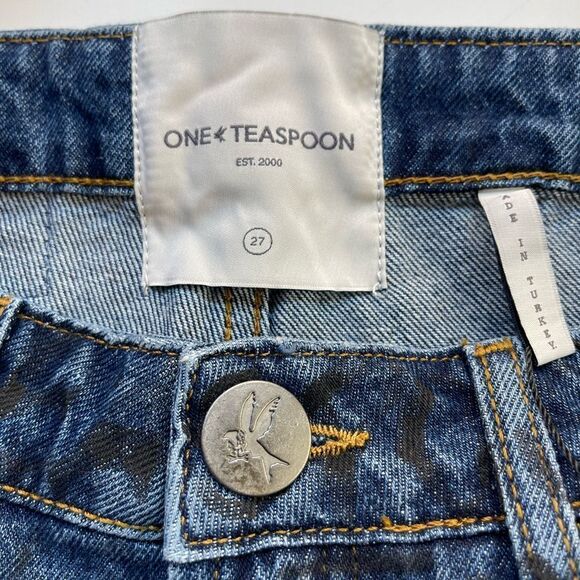 ONE TEASPOON Bonitas HIGH WAIST MOM FIT SHORT with graffiti design NWT 33 - Picture 9 of 14